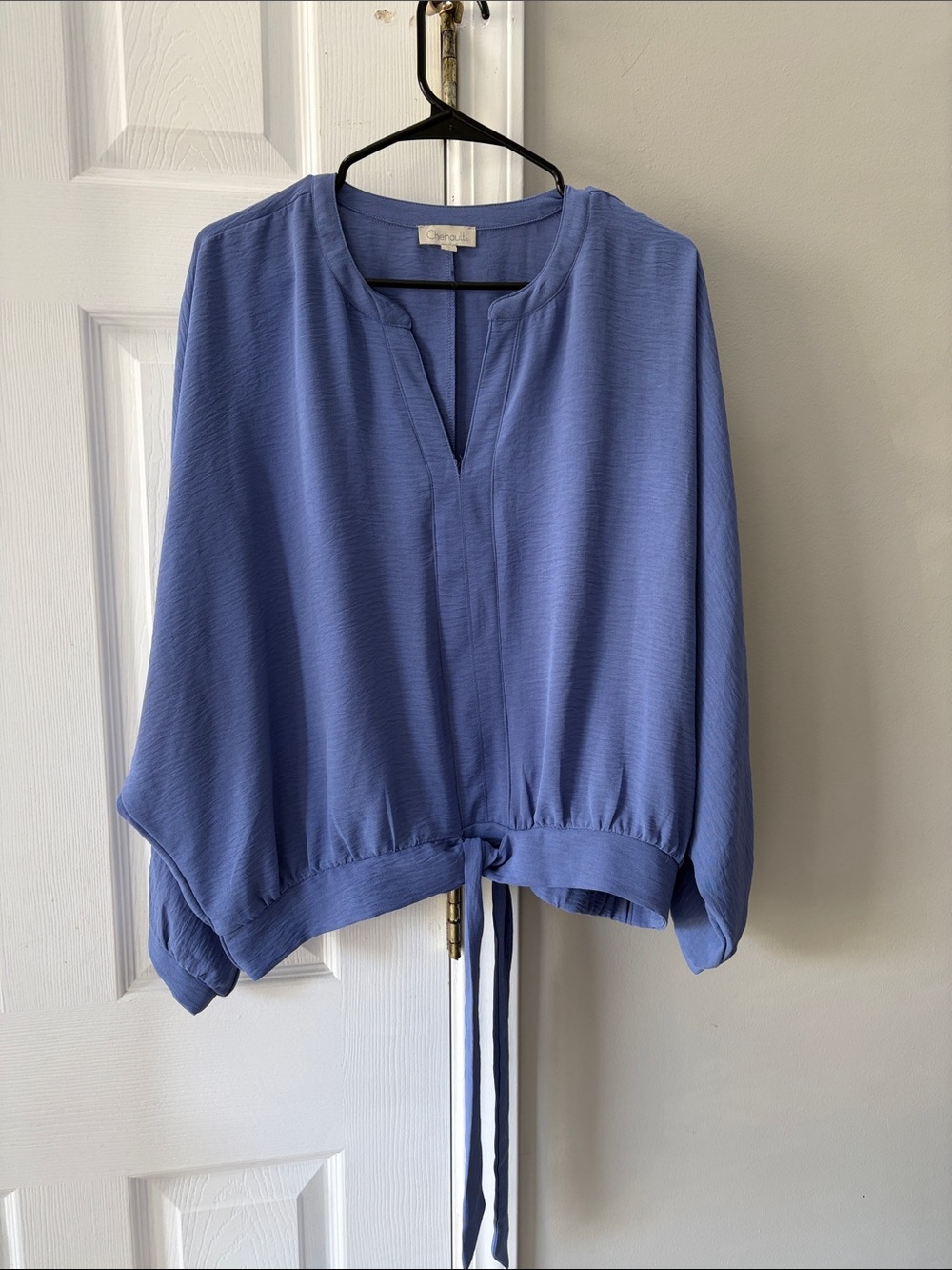 Chenault Periwinkle Blue Tie-Hem Dolman Top